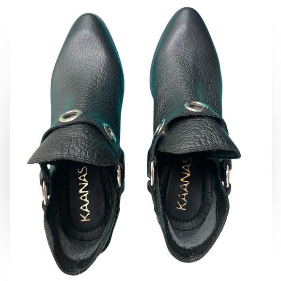 Kaanas Morelia Harness Grommet Open-Ankle Bootie Boot Black Leather Size 6.5 - Picture 6 of 10